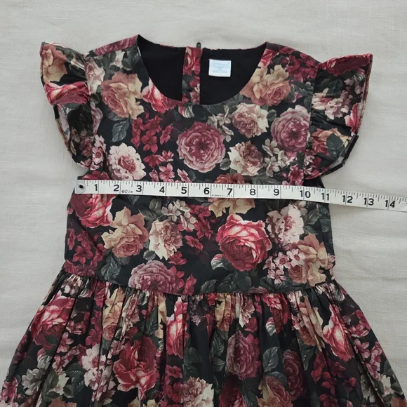 Edgehill Collection Pink and Red Dark Floral Dress Kids 6
